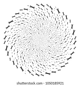 Wrench curl spheric cluster. Object twirl organized from scatter wrench symbols. Vector illustration style is flat iconic symbols.