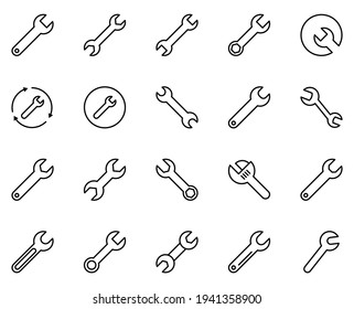 Juego de iconos de diseño en llave. Iconos vectoriales de línea delgada para conceptos móviles y aplicaciones web. Iconos de primera calidad en un estilo plano de moda. Colección del logotipo del contorno negro de alta calidad