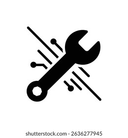 Wrench With Digital Logic Pulse Symbol Icon