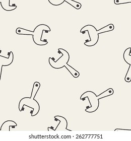 wrench doodle drawing seamless pattern background