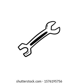 wrench doodle icon vector hand drawing 