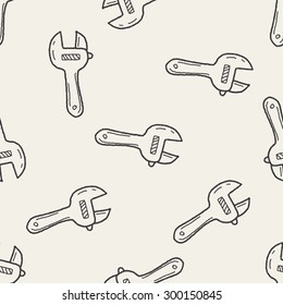 Wrench doodle seamless pattern background