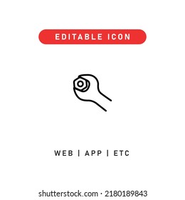 wrench editable stroke icon, outline icon for web, app, presentation, etc 