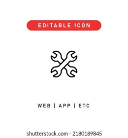 wrench editable stroke icon, outline icon for web, app, presentation, etc 