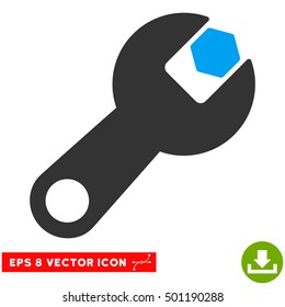 Wrench EPS vector pictogram. Illustration style is flat iconic bicolor blue and gray symbol on white background.