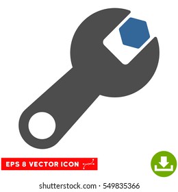 Wrench EPS vector pictogram. Illustration style is flat iconic bicolor cobalt and gray symbol on white background.