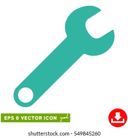 Wrench EPS vector pictogram. Illustration style is flat iconic cyan symbol on white background.