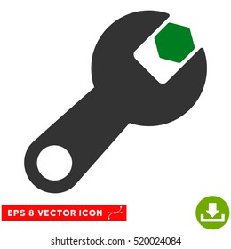 Wrench EPS vector pictograph. Illustration style is flat iconic bicolor green and gray symbol on white background.