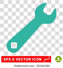 Wrench EPS vector pictograph. Illustration style is flat iconic cyan symbol on white background.
