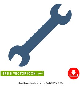 Wrench EPS vector pictograph. Illustration style is flat iconic blue symbol on white background.