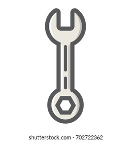 Wrench filled outline icon, build and repair, tool sign vector graphics, a colorful line pattern on a white background, eps 10.