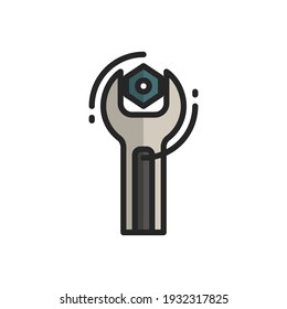 Wrench filled outline icons. Vector illustration. Editable stroke. Isolated icon suitable for web, infographics, interface and apps.