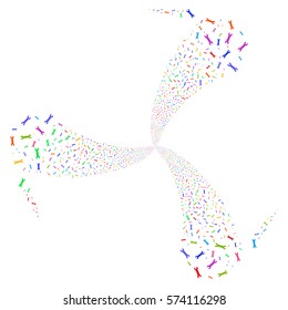 Wrench fireworks swirl rotation. Vector illustration style is flat bright multicolored iconic symbols on a white background. Object twirl created from random icons.