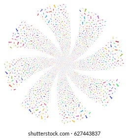 Wrench fireworks swirl rotation. Vector illustration style is flat bright multicolored iconic symbols on a white background. Object whirl created from random icons.