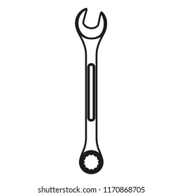 Wrench fix line icon isolated on white background. Outline thin industry equipment vector.