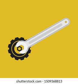Wrench fixing gear, Service tools icon. Vector 