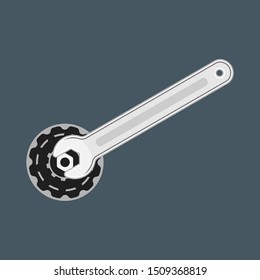 Wrench fixing gear, Service tools icon. Vector 