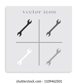 Wrench flat black and white vector icon.