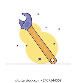 Icono de ilustración de diseño plano de llave inglesa aislado por fondo blanco 