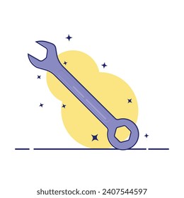 Wrench flat design illustration icon isolated by white background 