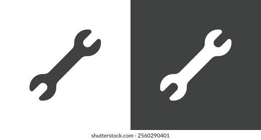 Wrench flat glyph icon. Perfect pixel on white and black background