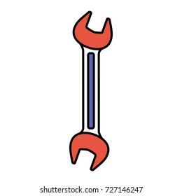 wrench flat icon color sections silhouette vector illustration