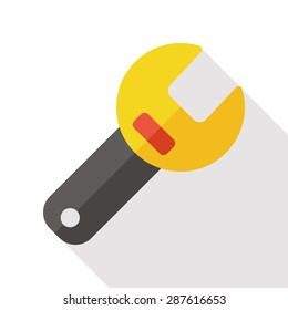Wrench flat icon with long shadow