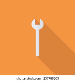  Wrench flat icon. Modern flat icons with long shadow effect in stylish colors. Icons for Web and Mobile Application. EPS 10.