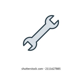 Icono plano de llave. Símbolo de esquema único de alta calidad para diseño web o aplicación móvil.  Señales de línea delgada para el logotipo de diseño, tarjeta de visita, etc. Pictograma de contorno EPS10