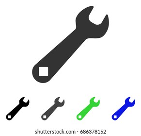 Wrench flat vector pictogram. Colored wrench gray, black, blue, green icon variants. Flat icon style for application design.