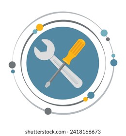 Wrench and flathead screwdriver tools graphic icon symbol