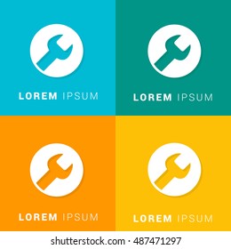 Wrench Four Color Material Designed Icon / Logo