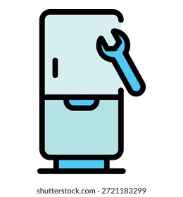 Wrench fridge icon. Outline Wrench fridge vector icon for web design isolated on white background color flat