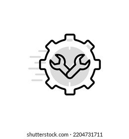 Wrench and Gear Cogwheel concept line icon. Simple element illustration. Wrench and Gear Cogwheel concept outline symbol design.