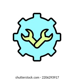 Wrench and Gear Cogwheel concept line icon. Simple element illustration. Wrench and Gear Cogwheel concept outline symbol design.
