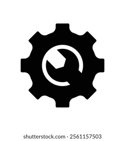 Wrench and Gear Cogwheel Icon. Service tool icon isolated on white background.