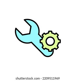 Wrench and Gear Cogwheel icon. Simple element illustration. Wrench and Gear Cogwheel concept outline symbol design.