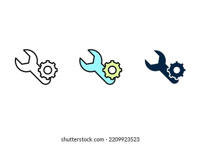 Wrench and Gear Cogwheel icon. Simple element illustration. Wrench and Gear Cogwheel concept outline symbol design.