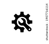 Wrench and Gear cogwheel icon in trendy flat design. Vector illustration