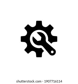 Wrench and Gear cogwheel icon in trendy flat design. Vector illustration