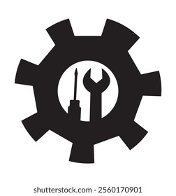 Wrench and Gear cogwheel icon in trendy flat design. Vector illustration . 333