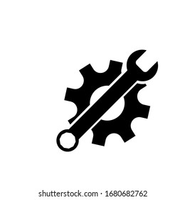 Wrench and gear cogwheel  icon. Vector, sign and symbol for design, presentation, website or apps elements.