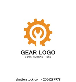 Wrench and Gear Cogwheel Icon Vector Flat Design
