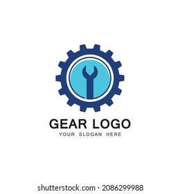 Wrench and Gear Cogwheel Icon Vector Flat Design