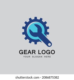 Wrench and Gear Cogwheel Icon Vector Flat Design