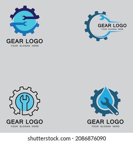 Wrench and Gear Cogwheel Icon Vector Flat Design