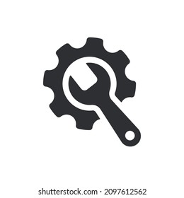 Wrench and Gear Cogwheel Icon Vector Flat Design