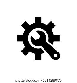 Zahnradsymbol und Vektorgrafik von Schraubenschlüssel