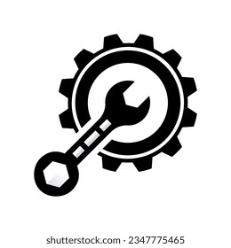 Wrench and Gear Cogwheel Icon Vector Flat Design