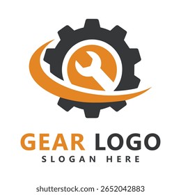Wrench and gear cogwheel icon vector flat design